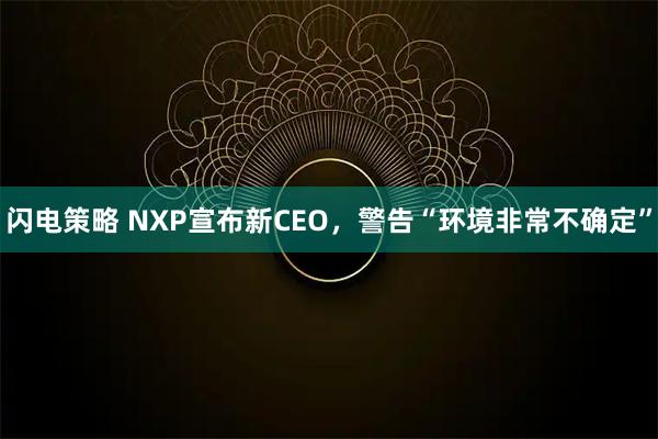 闪电策略 NXP宣布新CEO，警告“环境非常不确定”
