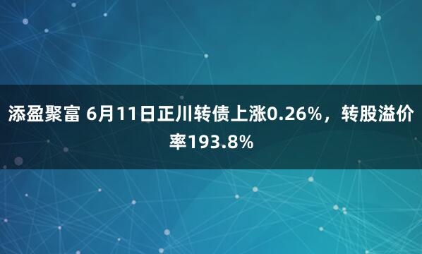 添盈聚富 6月11日正川转债上涨0.26%，转股溢价率193.8%