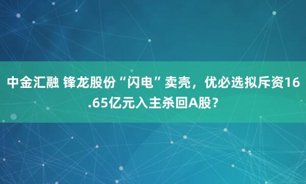 中金汇融 锋龙股份“闪电”卖壳，优必选拟斥资16.65亿元入主杀回A股？