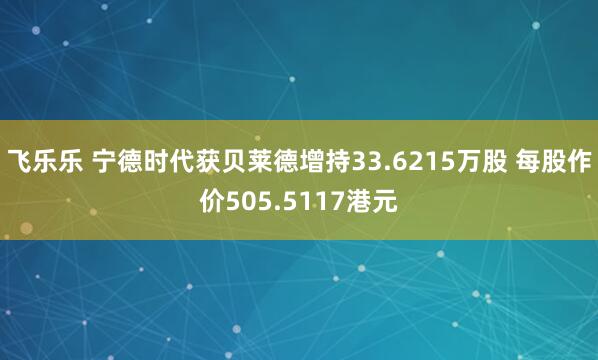 飞乐乐 宁德时代获贝莱德增持33.6215万股 每股作价505.5117港元